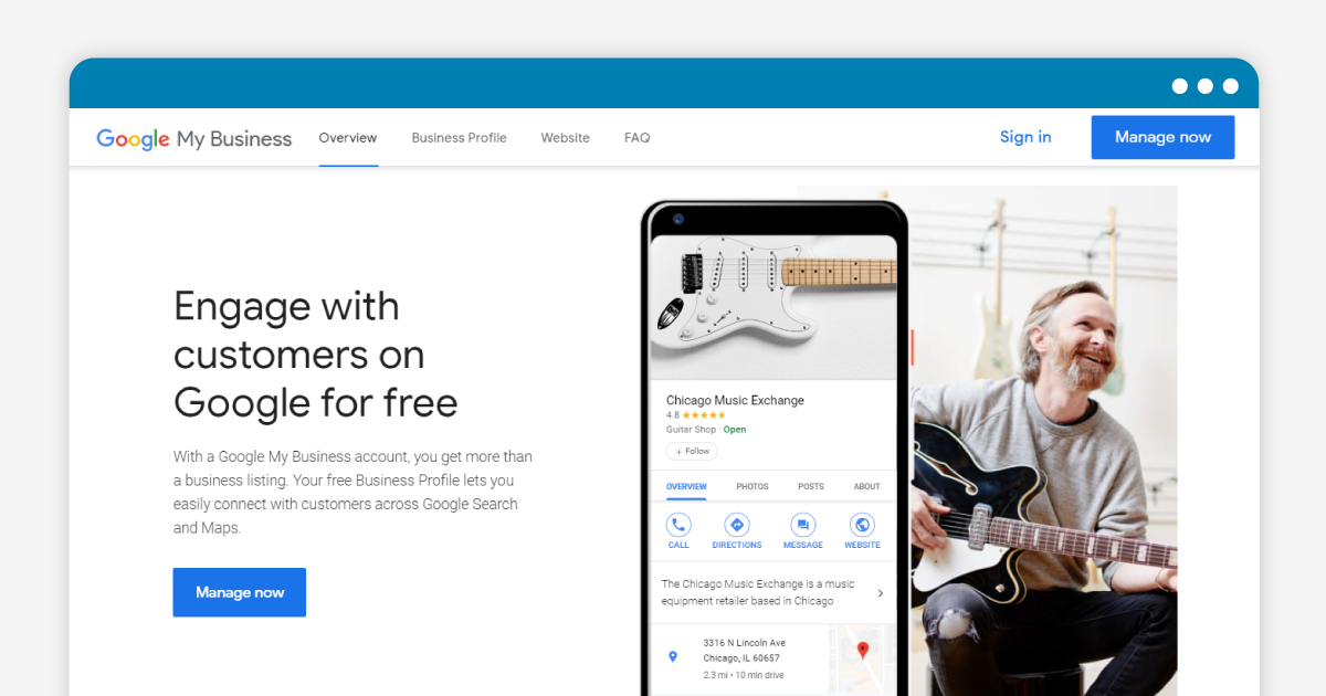 Google Busineess Account Sign-Up page