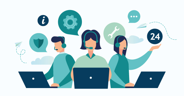 Call center team providing round-the-clock technical assistance.