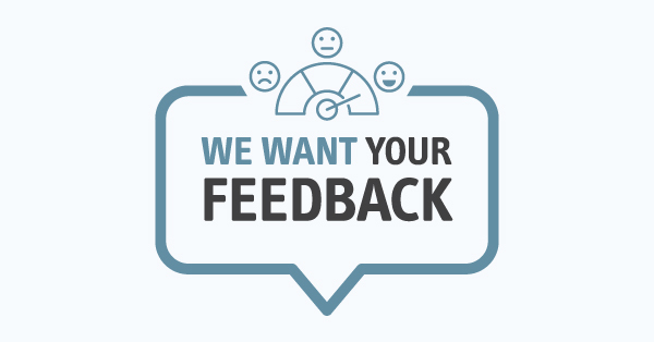 Message bubble asking for user feedback with emoji meter.