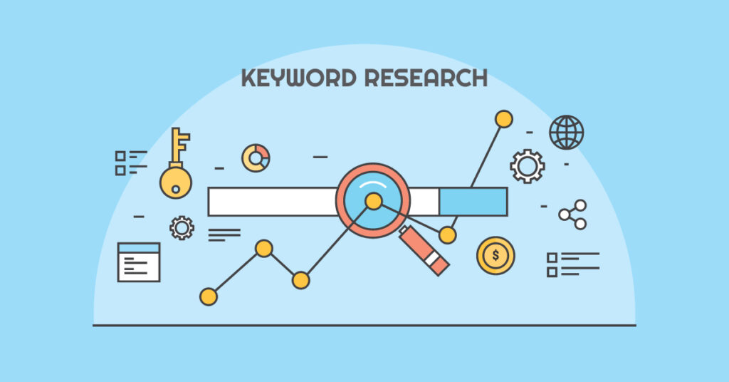 Keyword research for search engine optimization KPI. 
