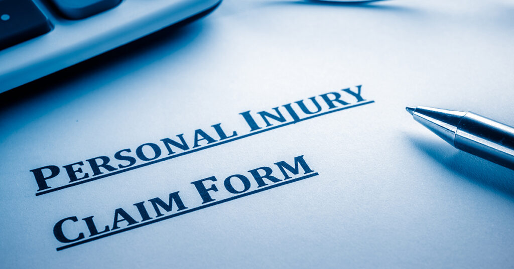 Personal injury claims form. 