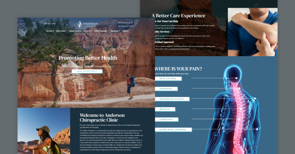 Desert themed chiropractic website design. 