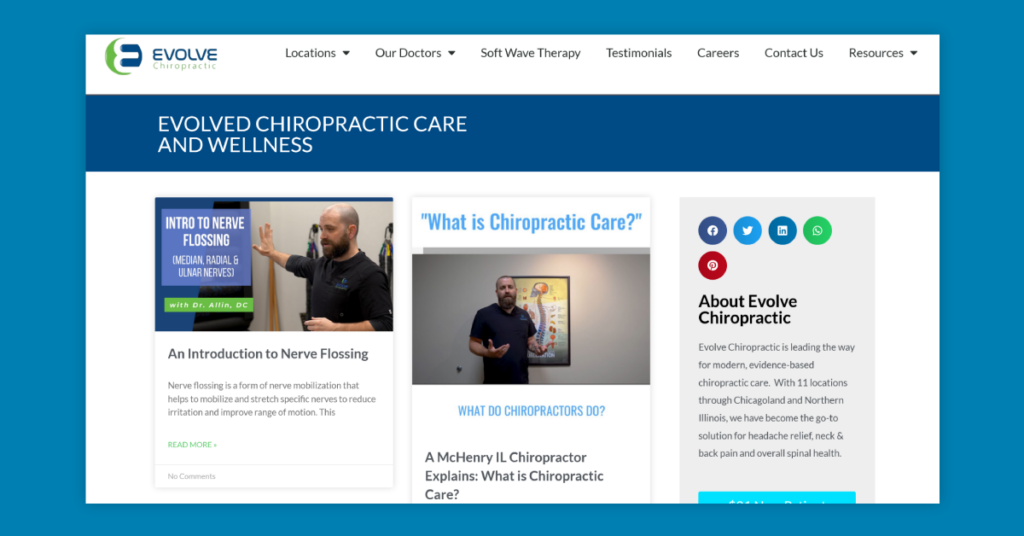evolved chiropractic care and wellness blog page