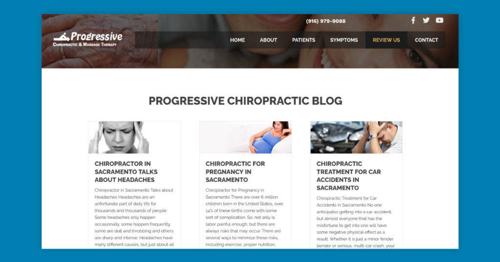 chiropractic blog web page