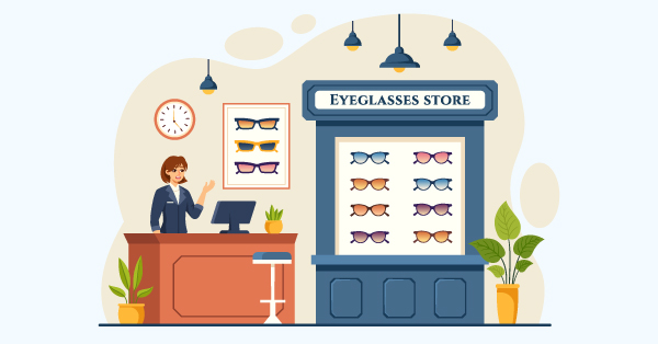 Illustration of an Eyeglasses Store or Optical Shop