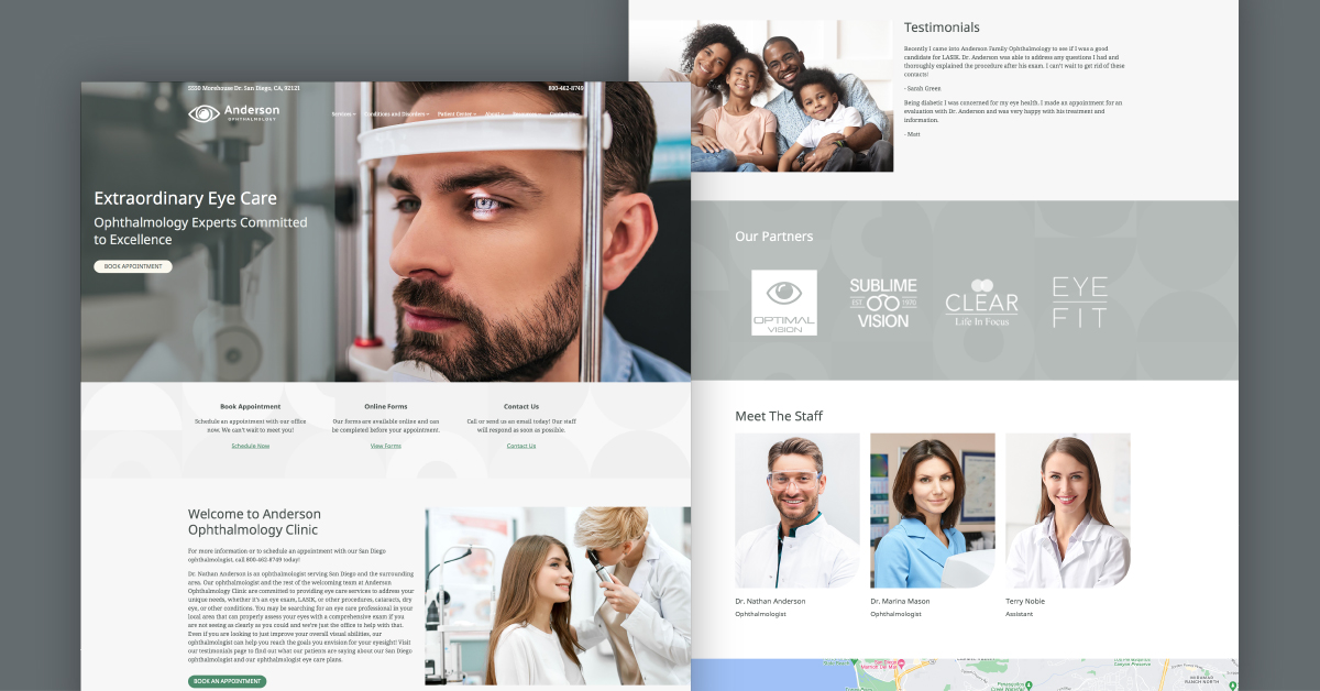 Acadia website design for ophthalmologist