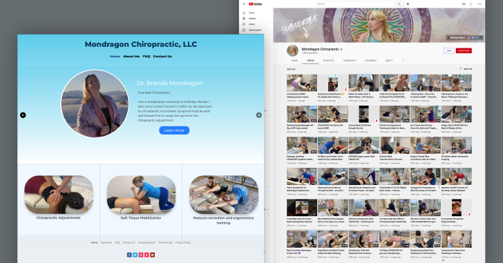 Chiropractor website and YouTube channel 