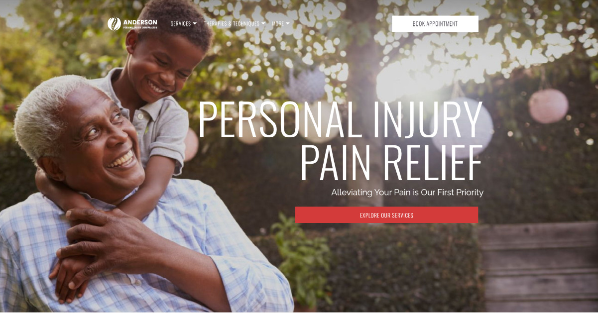 personal injury website homepage. 
