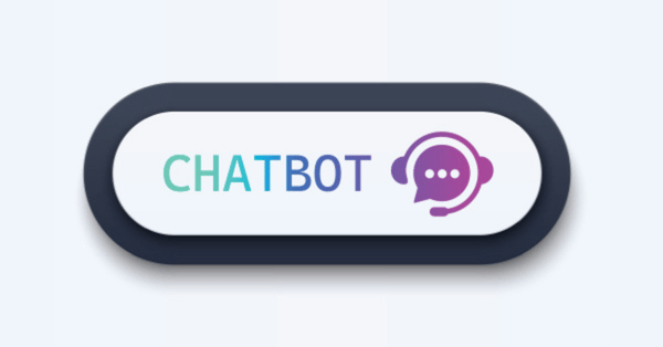 Stylish button with "CHATBOT" text and speech bubble icon.