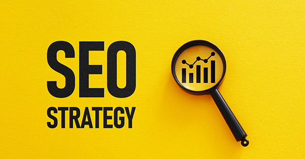 SEO strategy is shown using a text