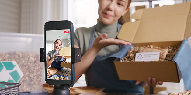 Woman using video marketing educate