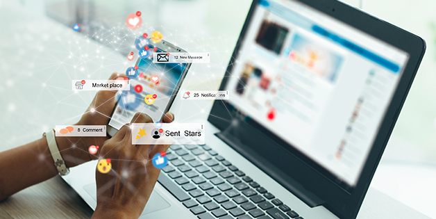 People using social media on smartphone