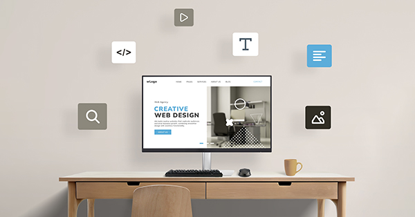 Computer screen with Web Design studio presentation