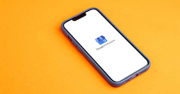 Google My Business icon on phone screen