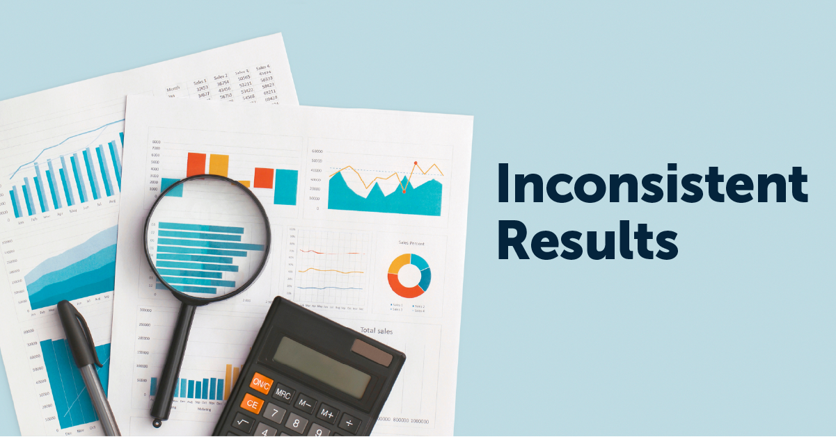 A graphic representing inconsistent results