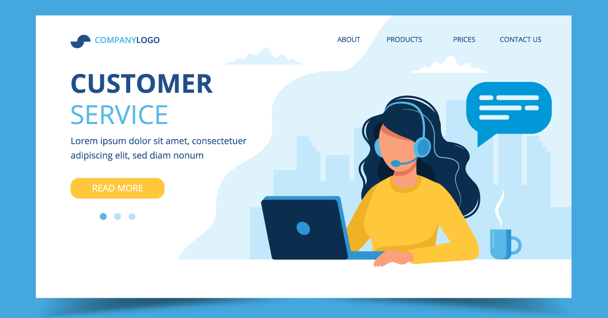 a website mockup representing customer service