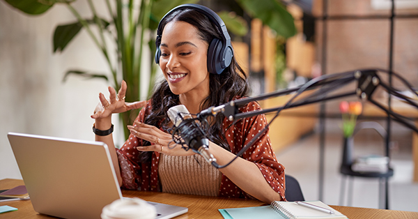 a female doctor recording an educational podcasts to inform and attract patients