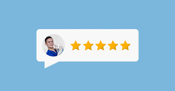 A satisfied pet parent leaving a 5-star review