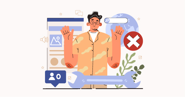 Person confused with website errors and technical problems.