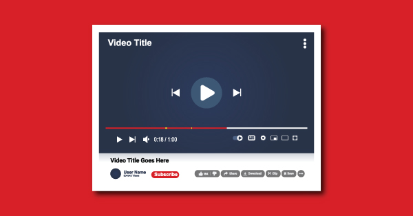Illustration of a YouTube-style video player with play button and video title
