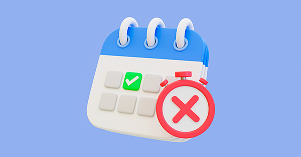 3D calendar with stopwatch symbolizing missed or scheduled appointments