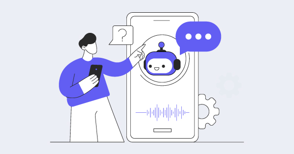 An illustration of a person using AI chatbot